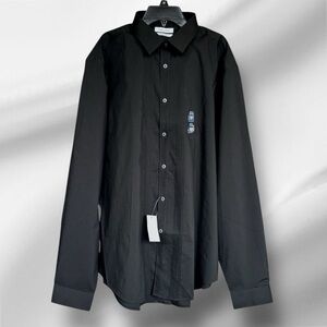 Men's Calvin Klein Slim Fit Wrinkle Free Black Stretch Shirt 17-17 1/2 36/37 NWT